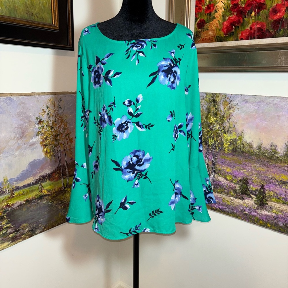 Counterparts Green Long Sleeve Boxy Blouse